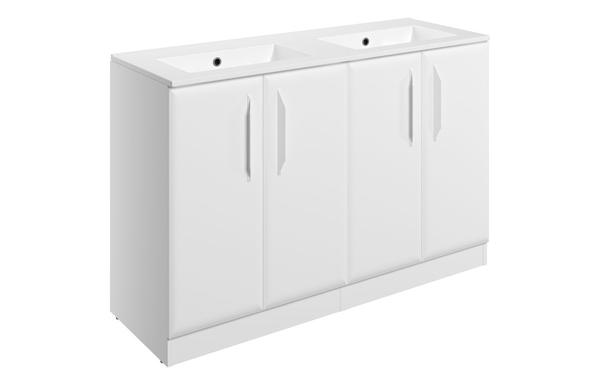 Stafford 1210mm Floor Standing 4 Door Basin Unit w/0TH Basin - Matt White